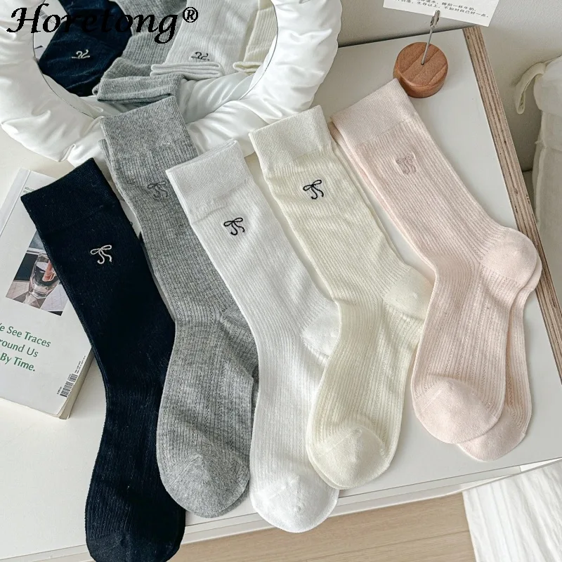 Embroidery On Socks - Horetong 1 Paar Vrouwen Dunne Strik