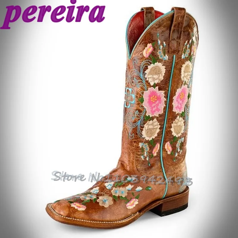 Embroidery Rose - Geborduurde bloemlaarzen Rose Garden Botas Halfhoge