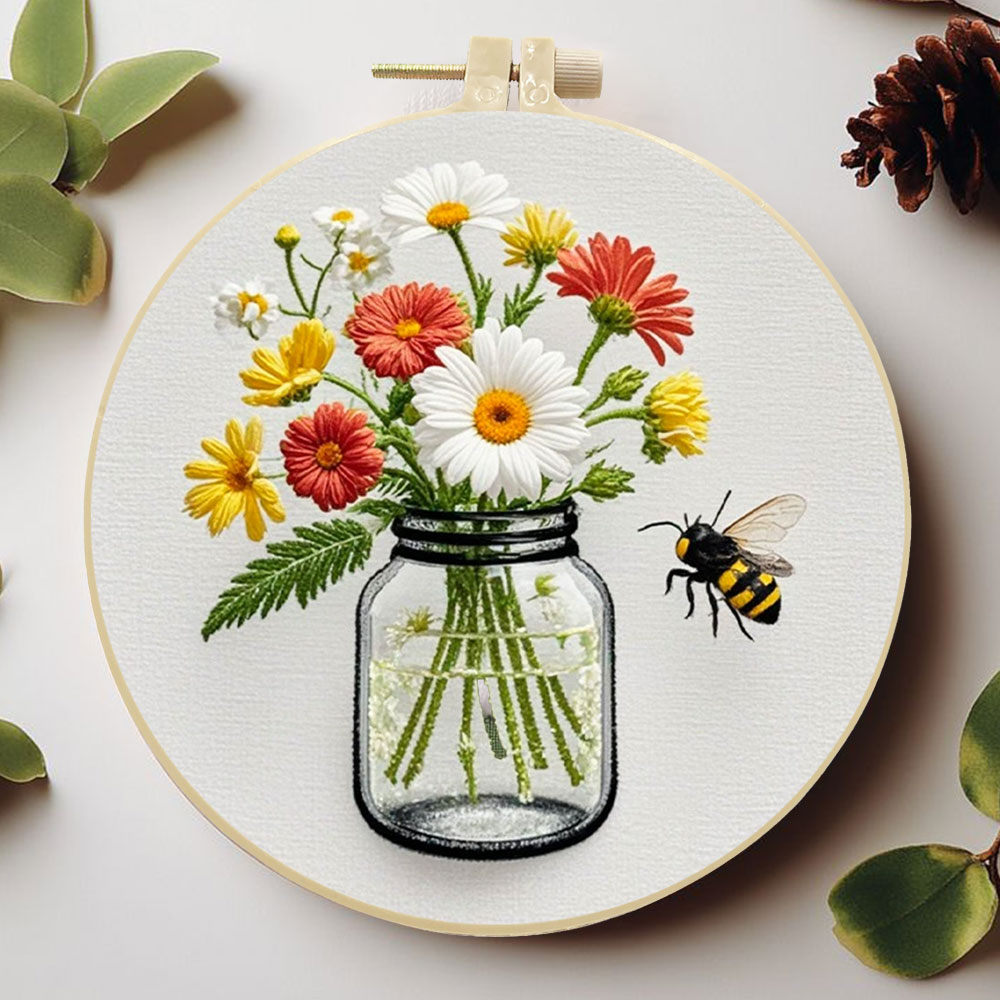 Embroidery Daisy Flower - 1 STKS Diy Borduurpakketten Daisy Bloem