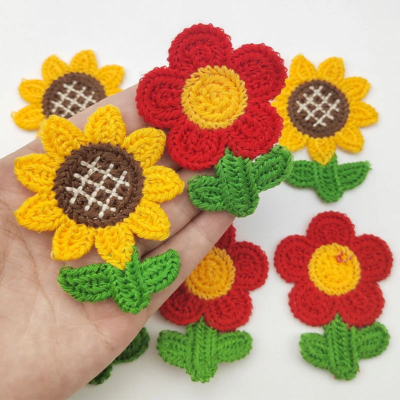 Embroidery On Socks - 10 stuks zonnebloem borduurpatches DIY-pakket voor