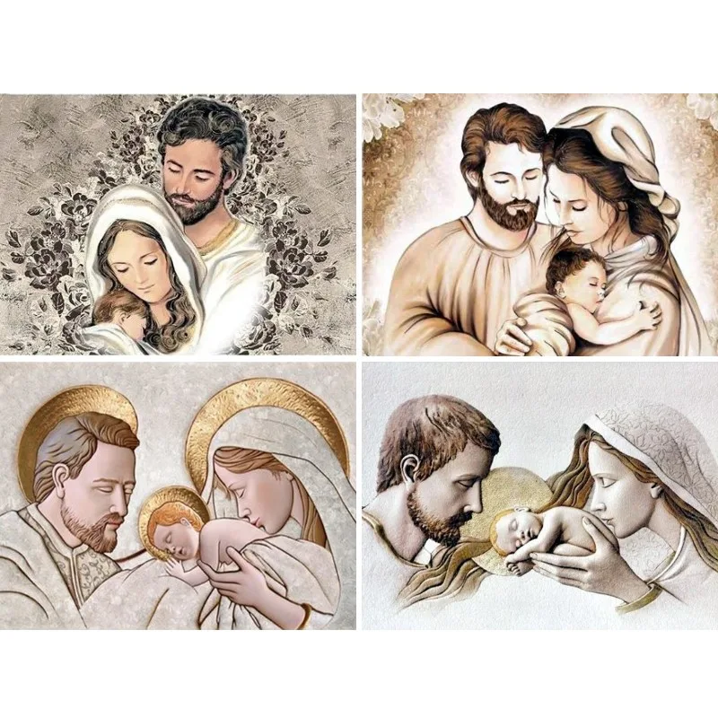 Embroidery Icon - Heilige Familie Icoon Diamond Painting, Volledige