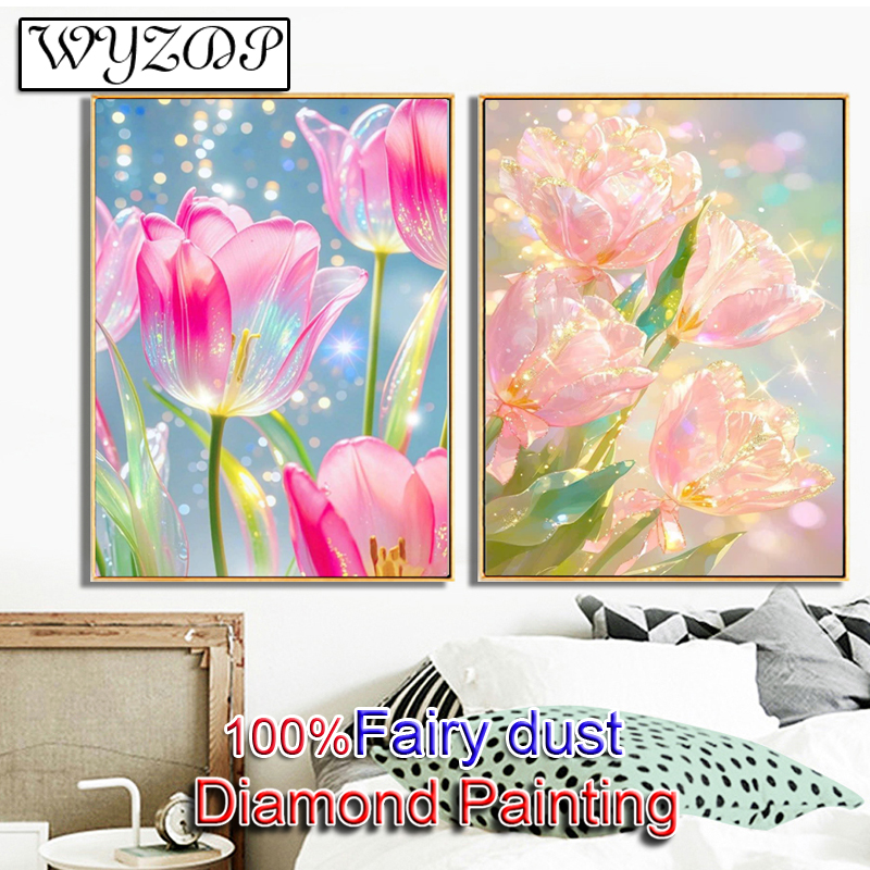 Embroidery Daisy - Crystal Tulip 100% Fairy Dust Diamond