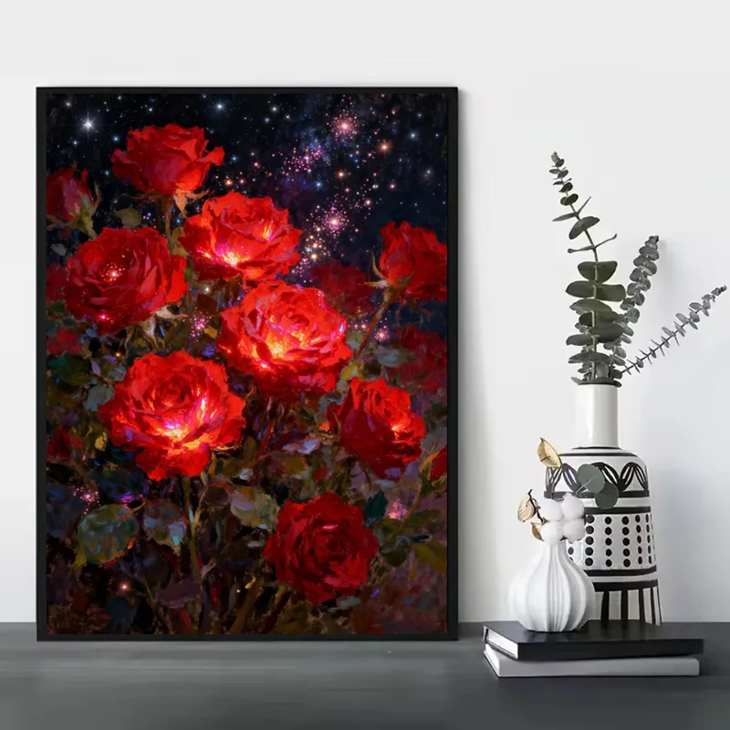Embroidery Stitches - Frameloos, 2026 diamantschilderij roos bloem borduurwerk