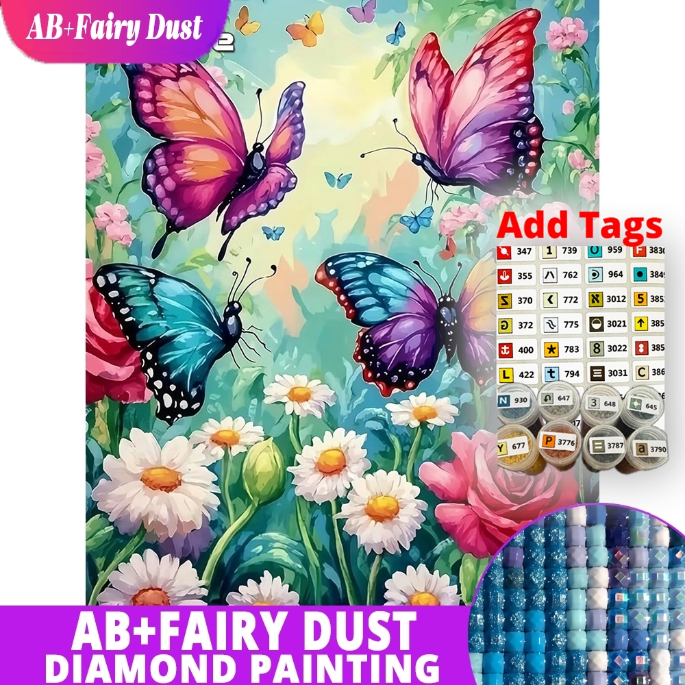 Embroidery Daisy Flower - AB Fairy Dust Rose Diamond Borduurwerk