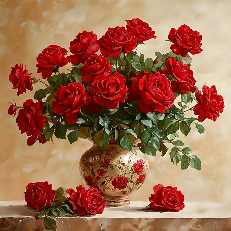 Embroidery Rose - Rose Diamond schilderij volledige vierkante ronde