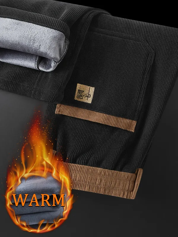 Embroidery Icon - Winterverdikte fleece herenbroek Warme casual broek