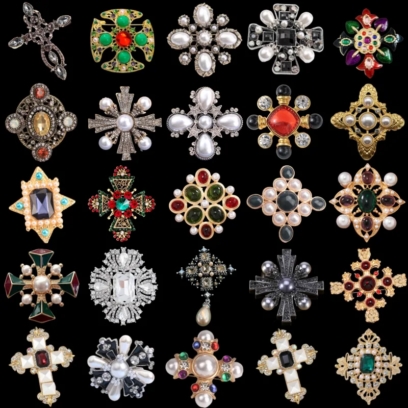 Embroidery Icon - Barokke luxe broches met kruisdesign voor