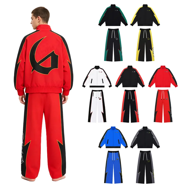 Embroidery Letter - Y2k streetwear herensets tweedelig sporttrainingspak met