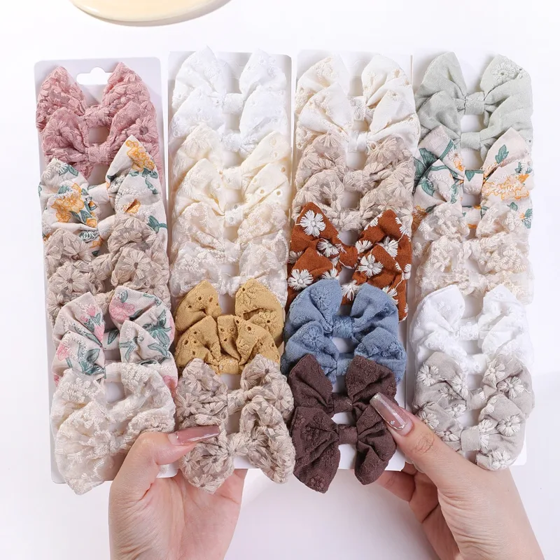 Embroidery Gift Ideas - 10 Stks/set Fashion Bows Hairgripes Katoenen