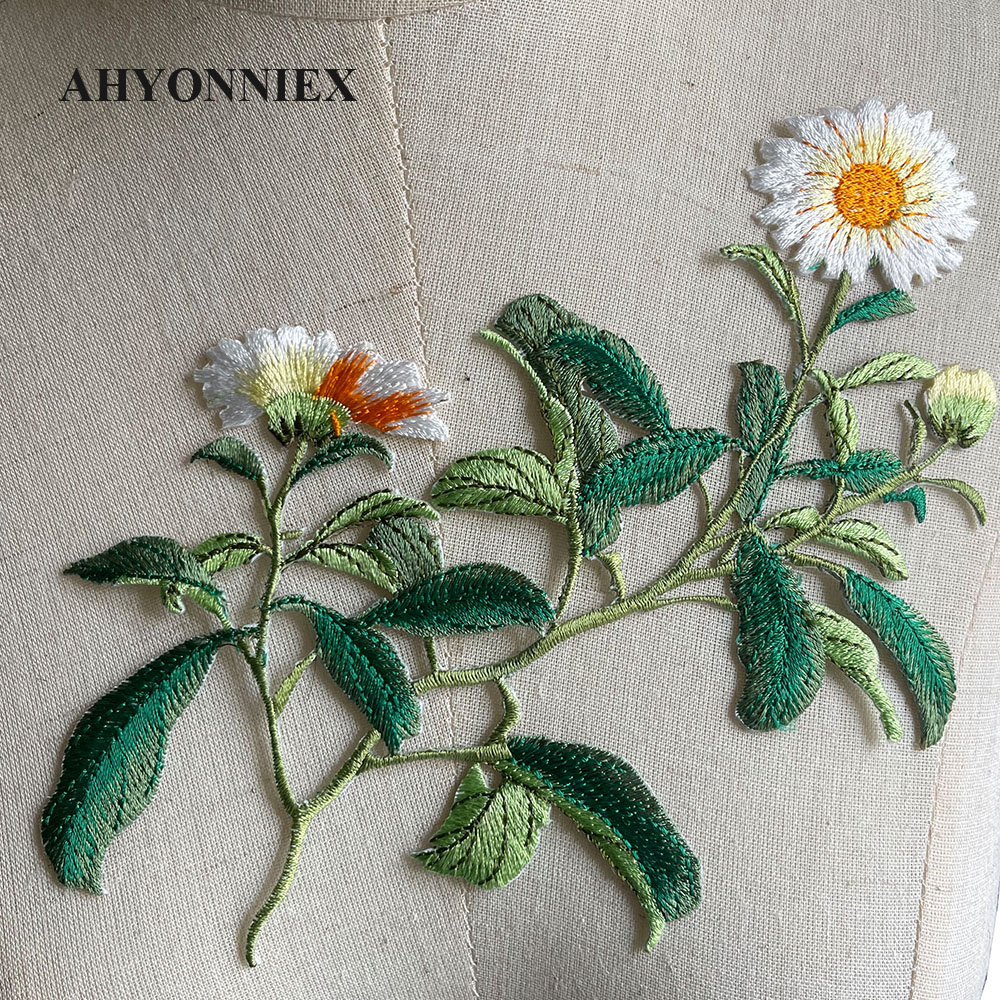 Embroidery Daisy - 1-delige opstrijkbare borduurpatch Leuke madeliefjes Bloemstickers