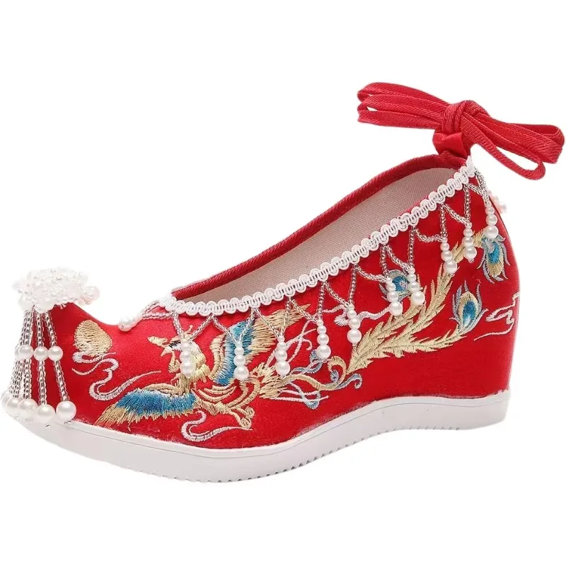 Embroidery Wedding - Vrouwen Nieuwe Rode Geborduurde Trouwschoenen Etnische