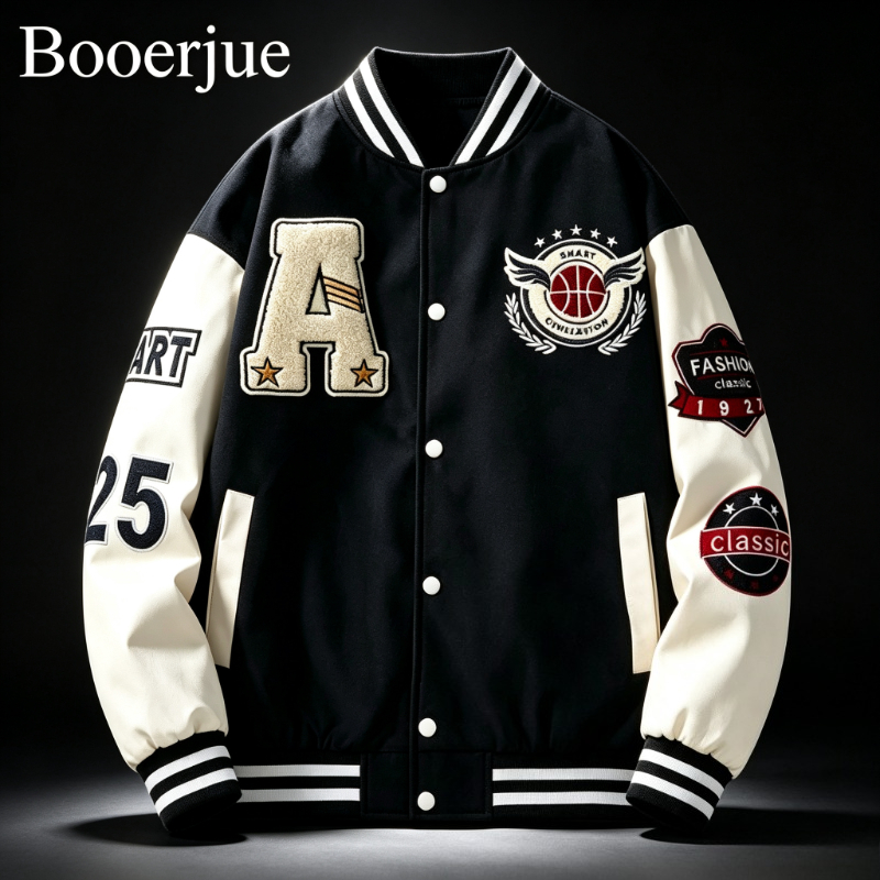 Embroidery Letter N - Streetwear Dames Unisex College Jassen Varsity