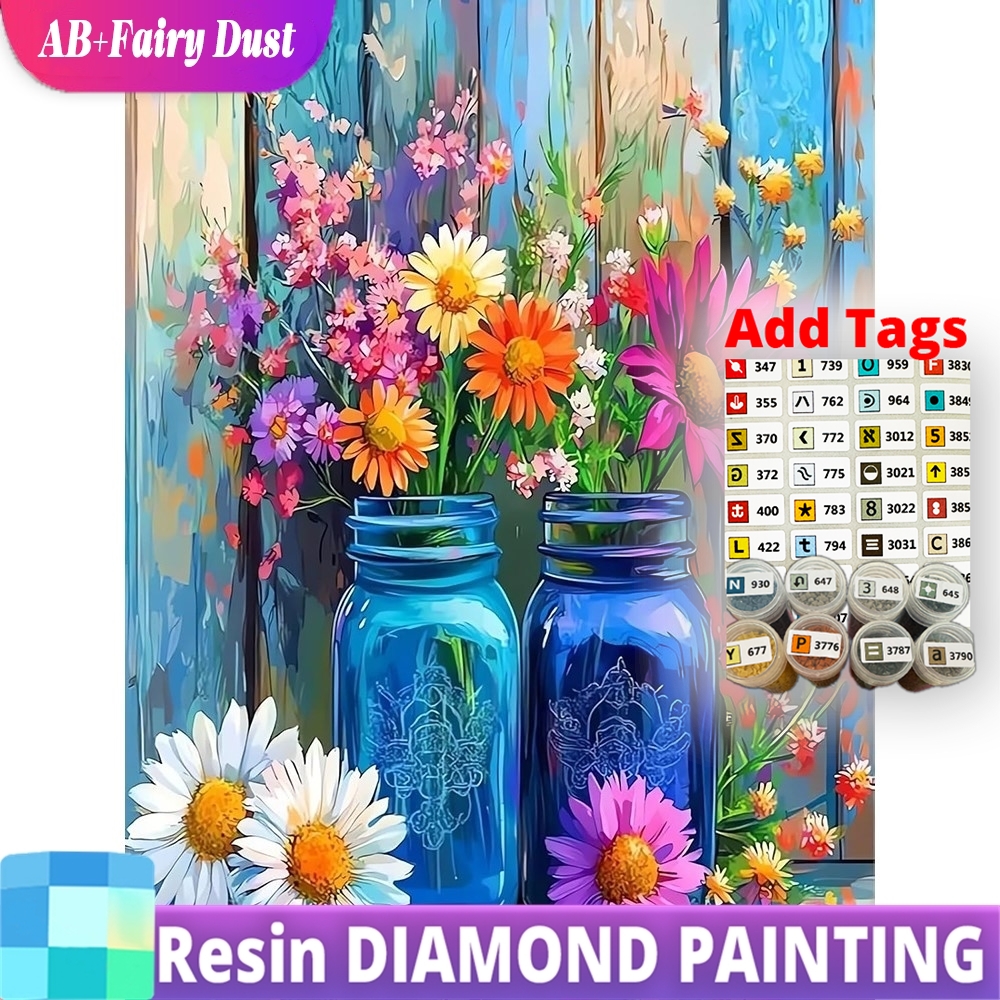 Embroidery Daisy Flower - Harsen Feeënstof AB DIY Diamant Schilderij