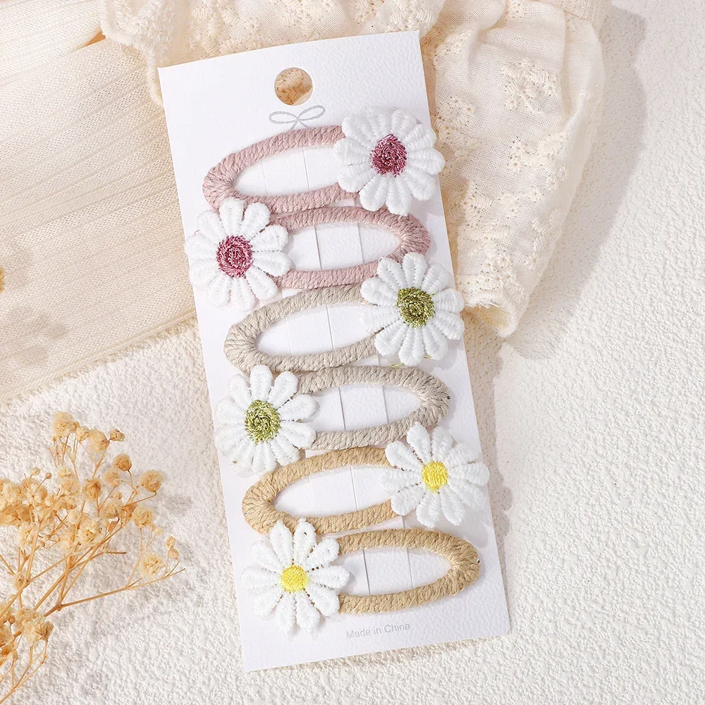 Embroidery Daisy Flower - 6PCS Leuke Daisy Bloem Haar Clips