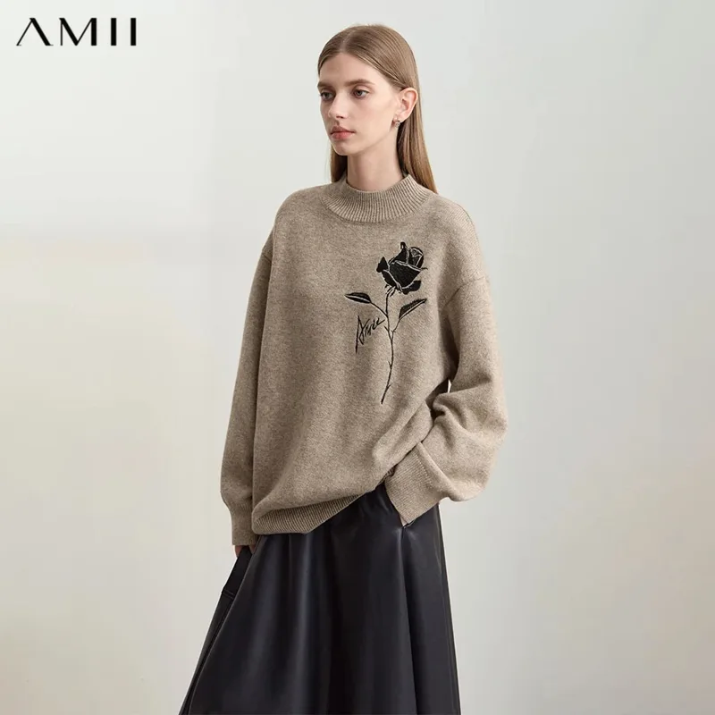 Embroidery Rose - Amii Truien voor Herfst Winter Dameskleding
