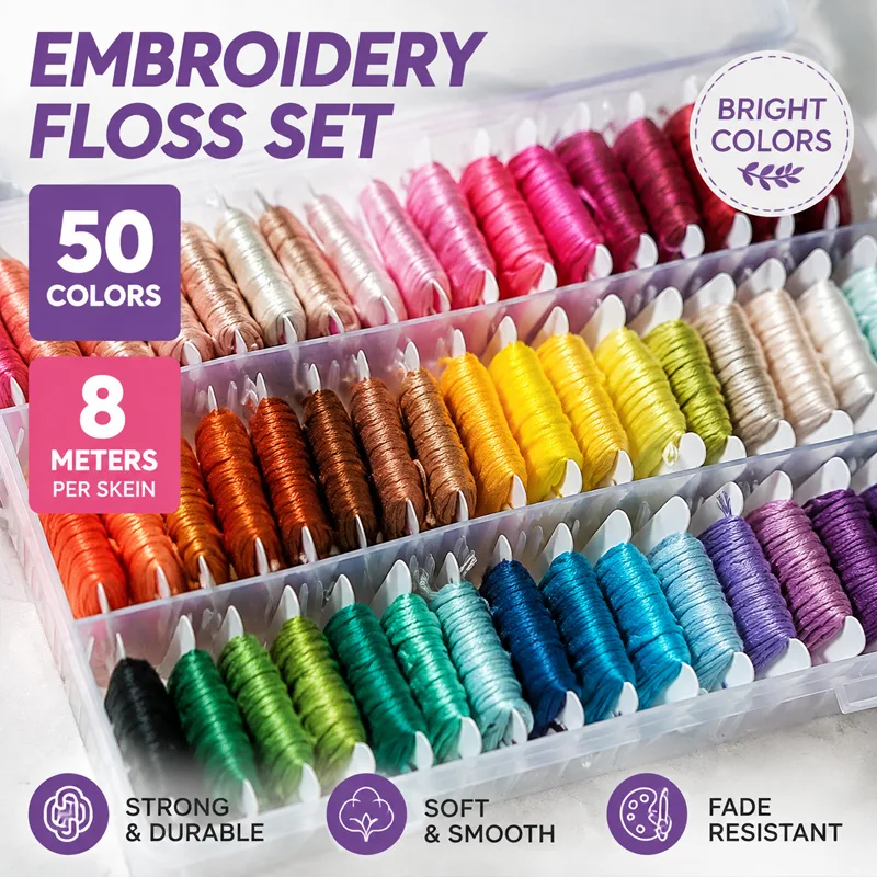 Embroidery Stitches - 100% katoenen borduurset met opbergdoos, veelzijdig