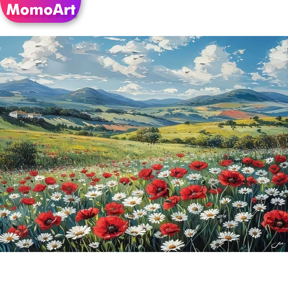Embroidery Daisy Flower - Momoart 5D DIY diamantschilderij klaproos bloem