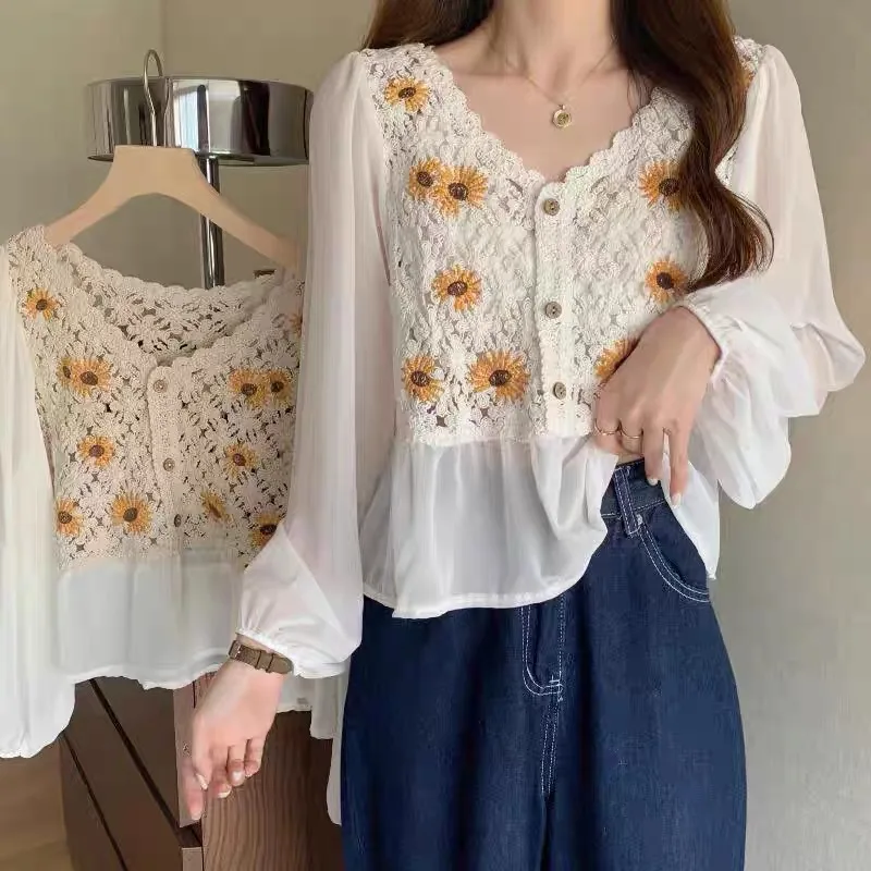 Haak Top Chiffon Bloem Borduur - Embroidery Daisy recensie en prijs
