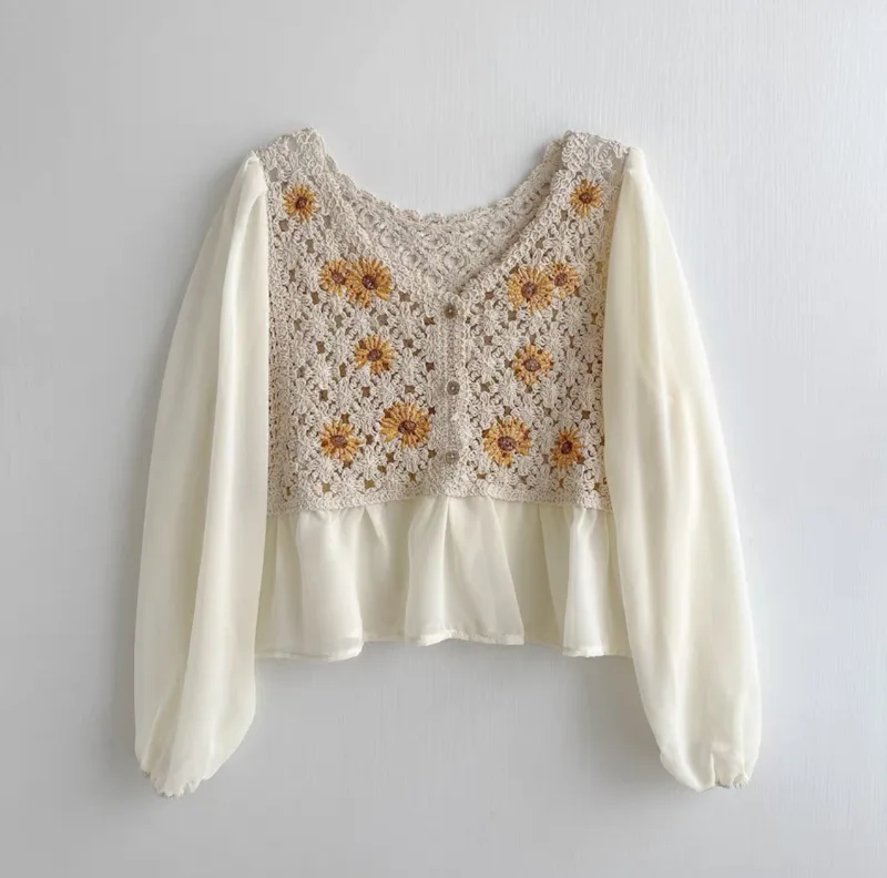 Haak Top Chiffon Bloem Borduur - Embroidery Daisy recensie en prijs