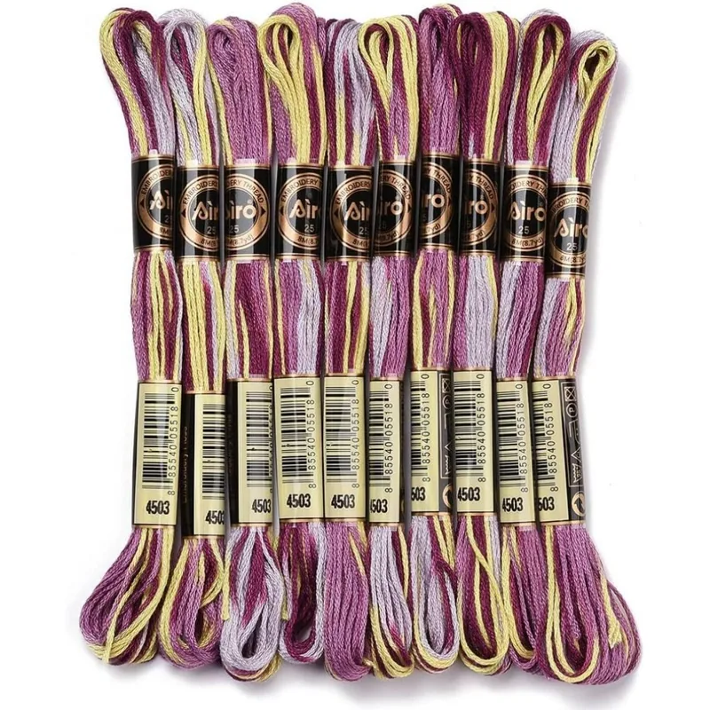 6-strengen paars bonte borduur - Embroidery Stitches recensie en prijs