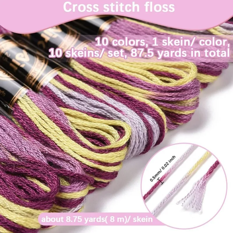 6-strengen paars bonte borduur - Embroidery Stitches recensie en prijs