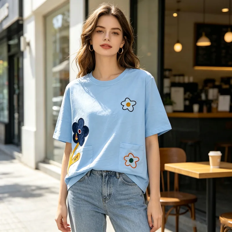 Dames losvallende T-shirt met  - Embroidery Patch recensie en prijs