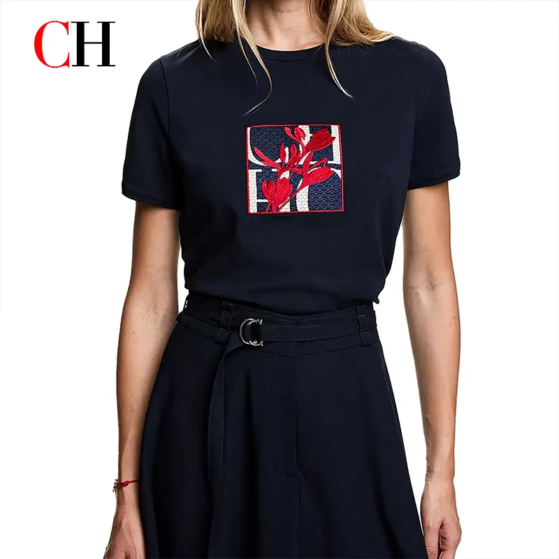 CH Square Floral geborduurd T- - Embroidery Premium recensie en prijs
