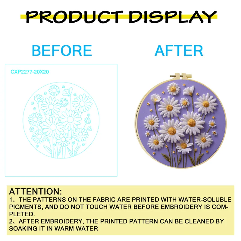 1 st 20X20CM/15X15CM daisy bor - Embroidery Daisy Flower recensie en prijs