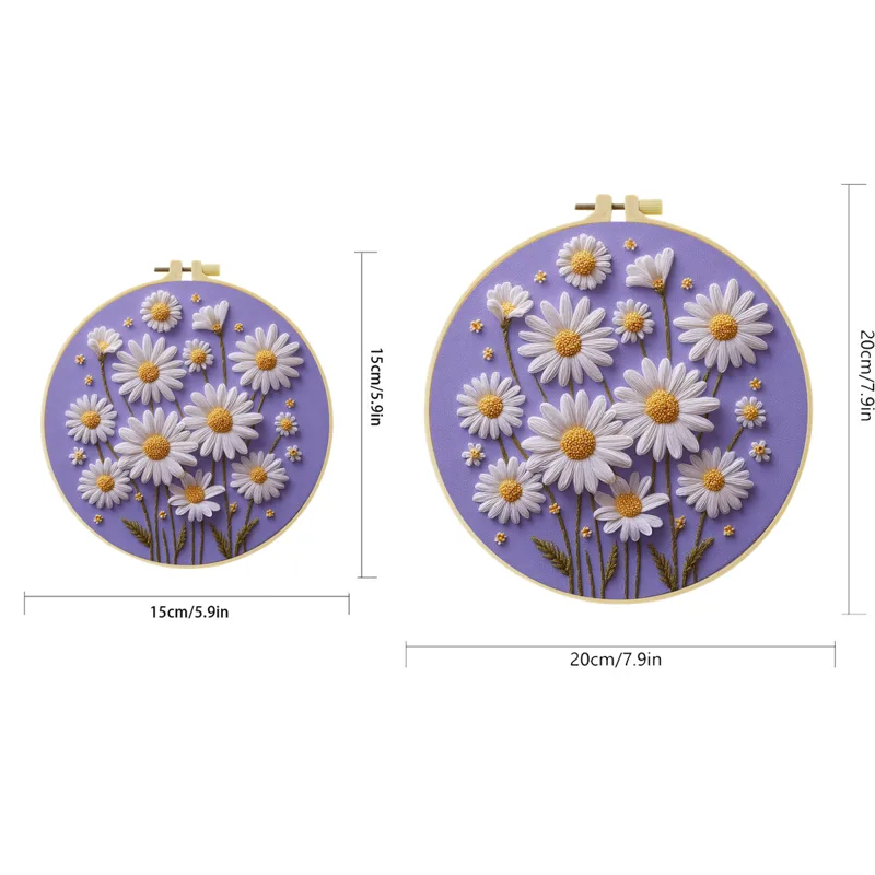 1 st 20X20CM/15X15CM daisy bor - Embroidery Daisy Flower recensie en prijs