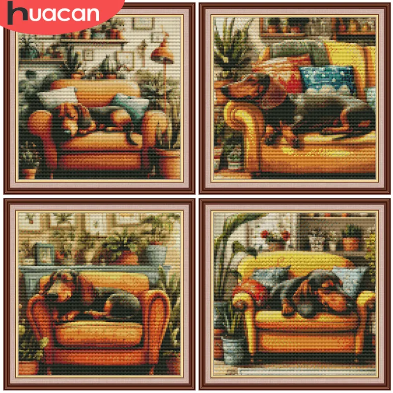 HUACAN Borduurpakket Hond Dier - Embroidery Tas recensie en prijs