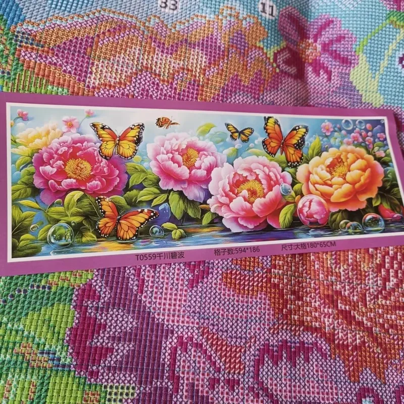 9ct 180X65CM Kleurrijke Pioen  - Embroidery Tas recensie en prijs