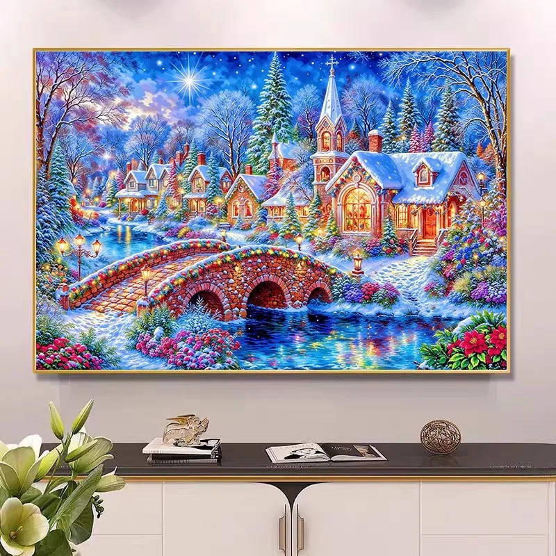9ct 100x75cm Winter Kerk Bordu - Embroidery Tas recensie en prijs