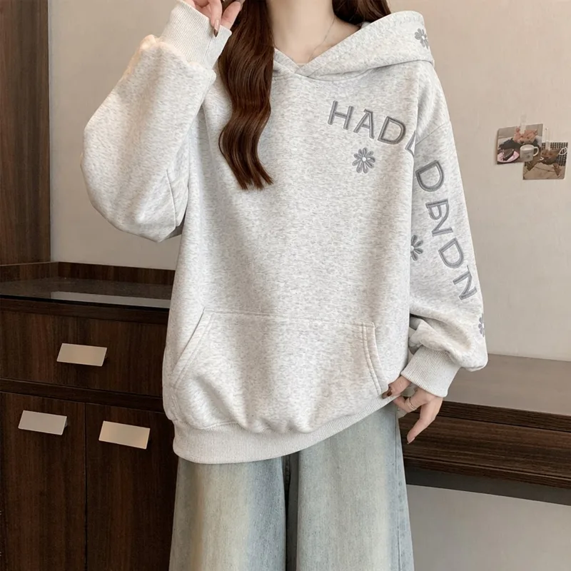 Effen kleur dameshoodie Modieu - Embroidery Letter N recensie en prijs