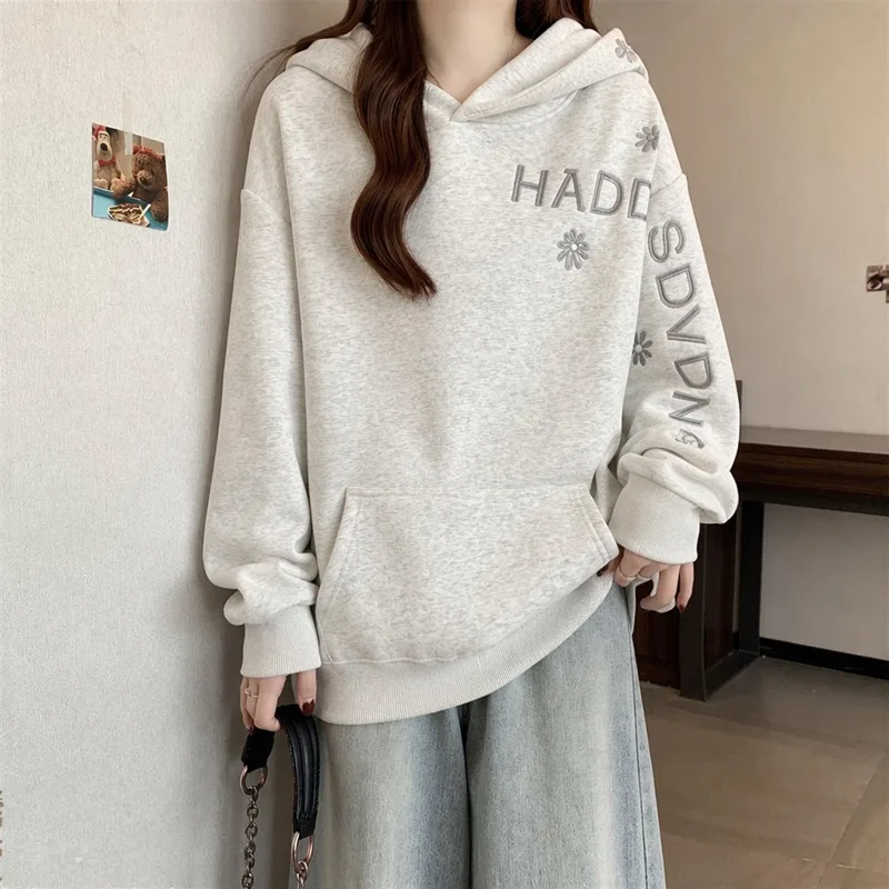 Effen kleur dameshoodie Modieu - Embroidery Letter N recensie en prijs