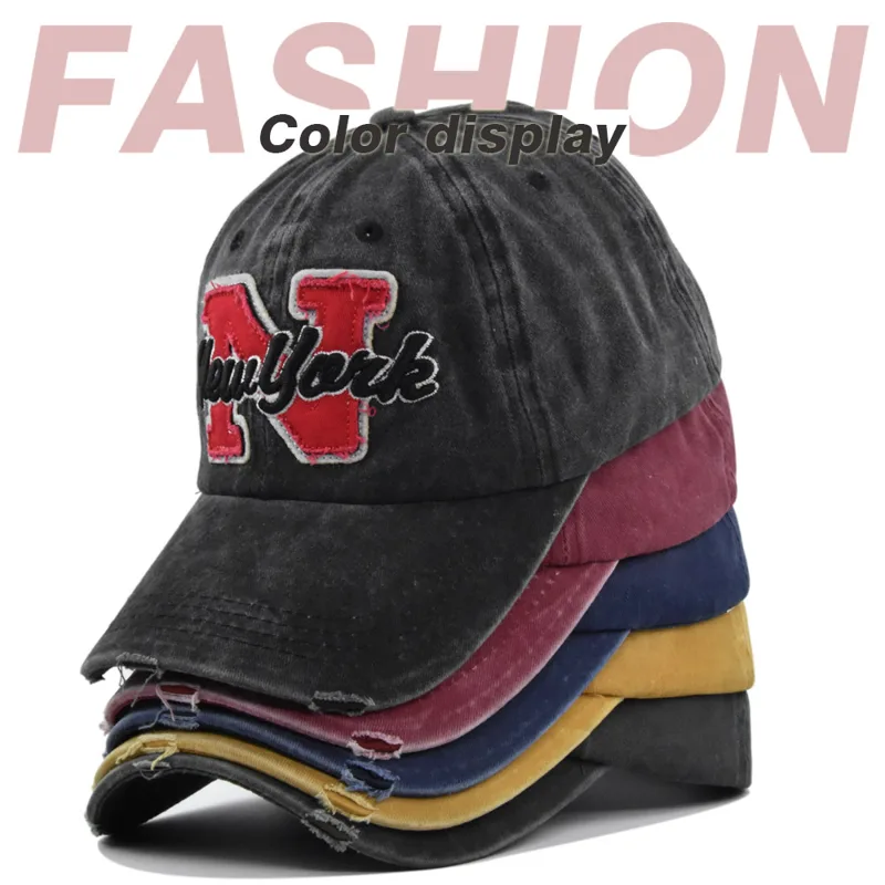 Vintage gewassen baseballcap v - Embroidery Letter N recensie en prijs